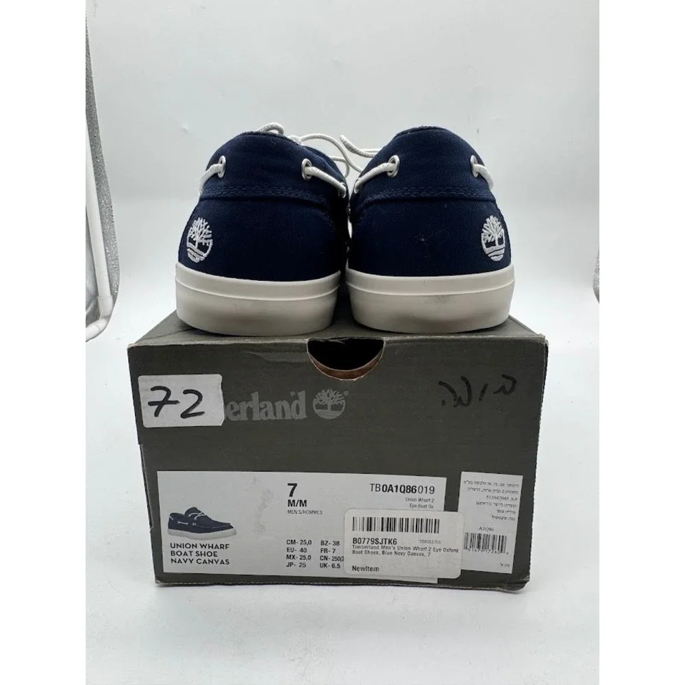 Timberland Union Wharf 2-Eye Boat Shoe Mens 7 Navy Canvas Deck Shoe TB0A1Q86019